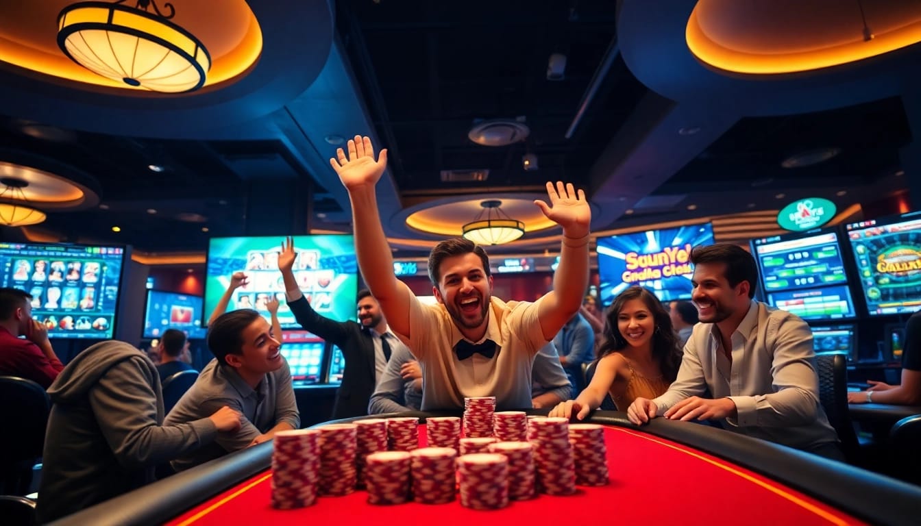 Experience the excitement of online gambling at stimmgewitter.org with vibrant casino scenes and diverse gameplay.