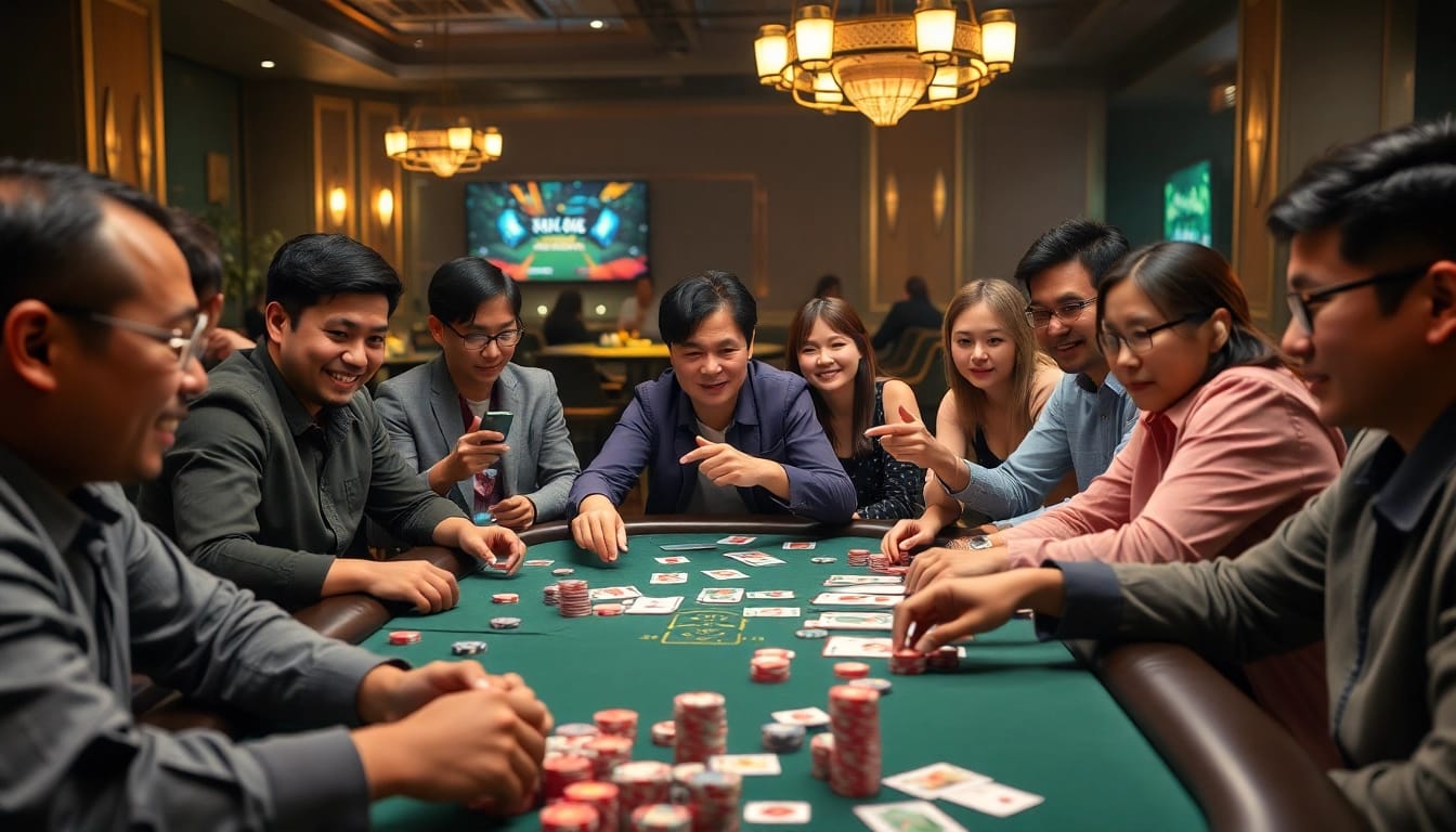 Dynamic gaming scene showcasing topgamebaidoithuong.mx card games and players in an engaging online environment.