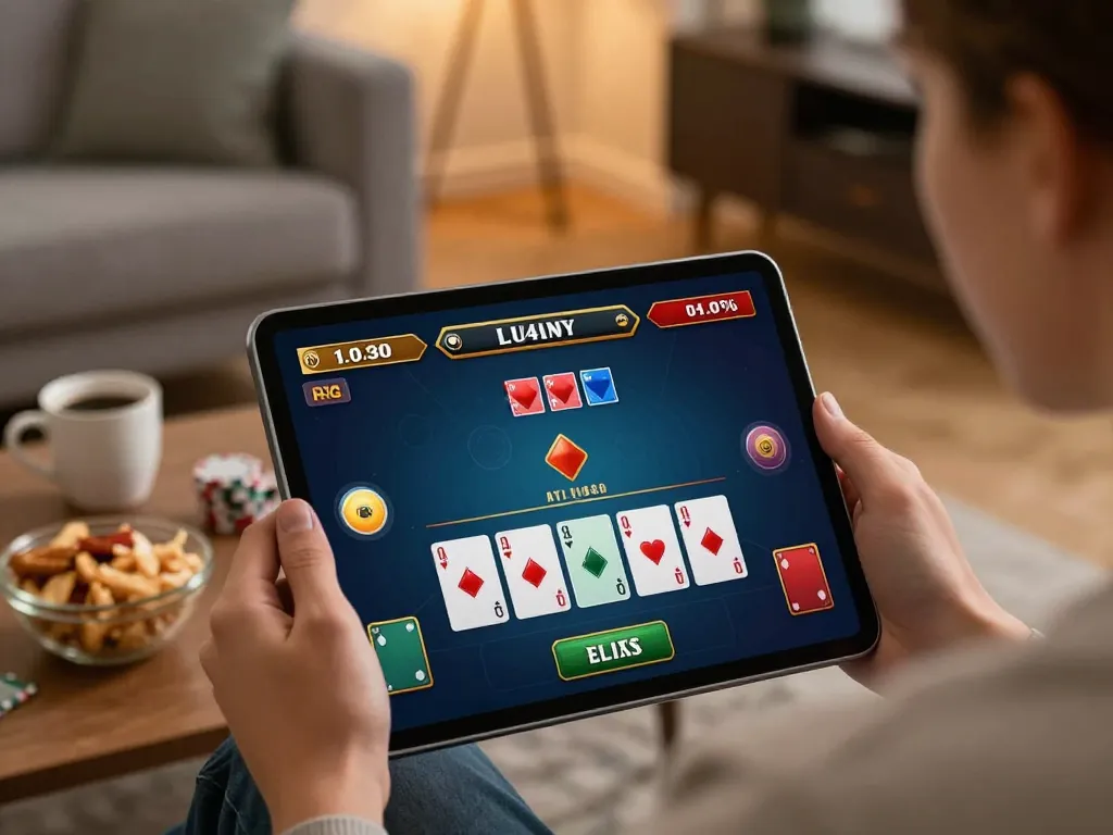 Playing blackjack on a mobile device with LV88 platform, showcasing a vibrant and engaging gaming experience.