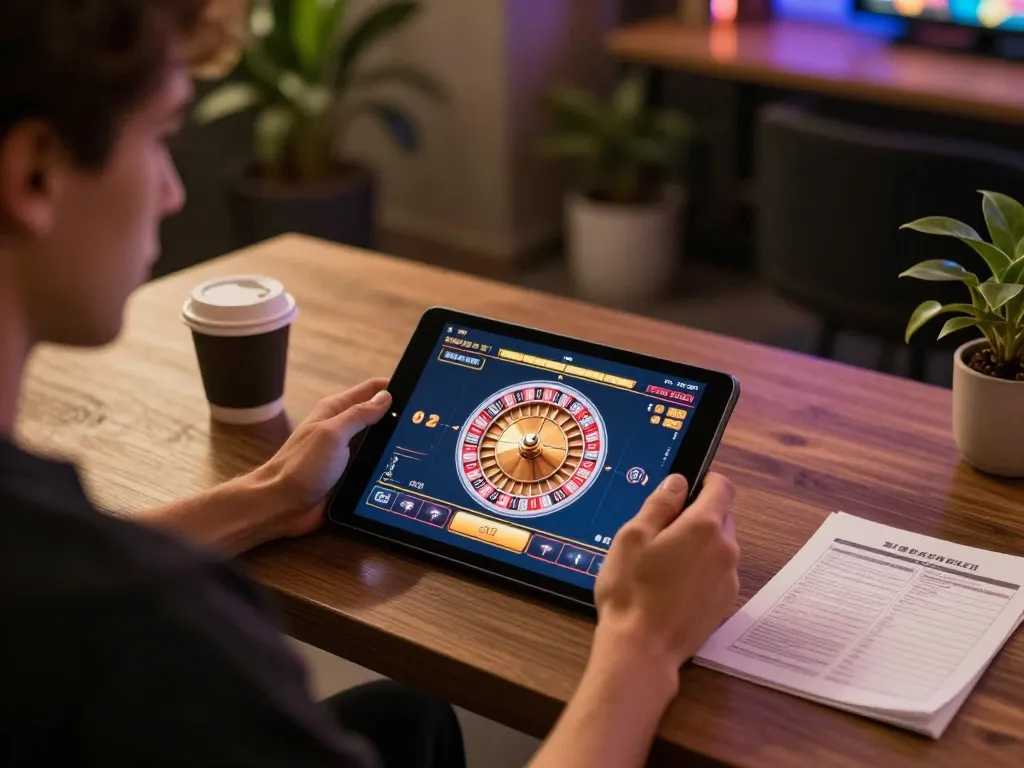 Playing roulette on mm88.green from a cozy home setup, showcasing mobile gaming excitement