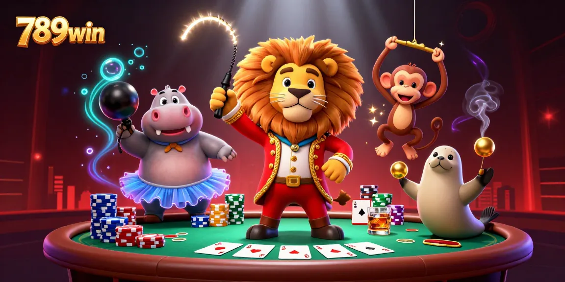 Engage in thrilling gameplay with 789win as characters perform around a poker table, showcasing vibrant casino action.