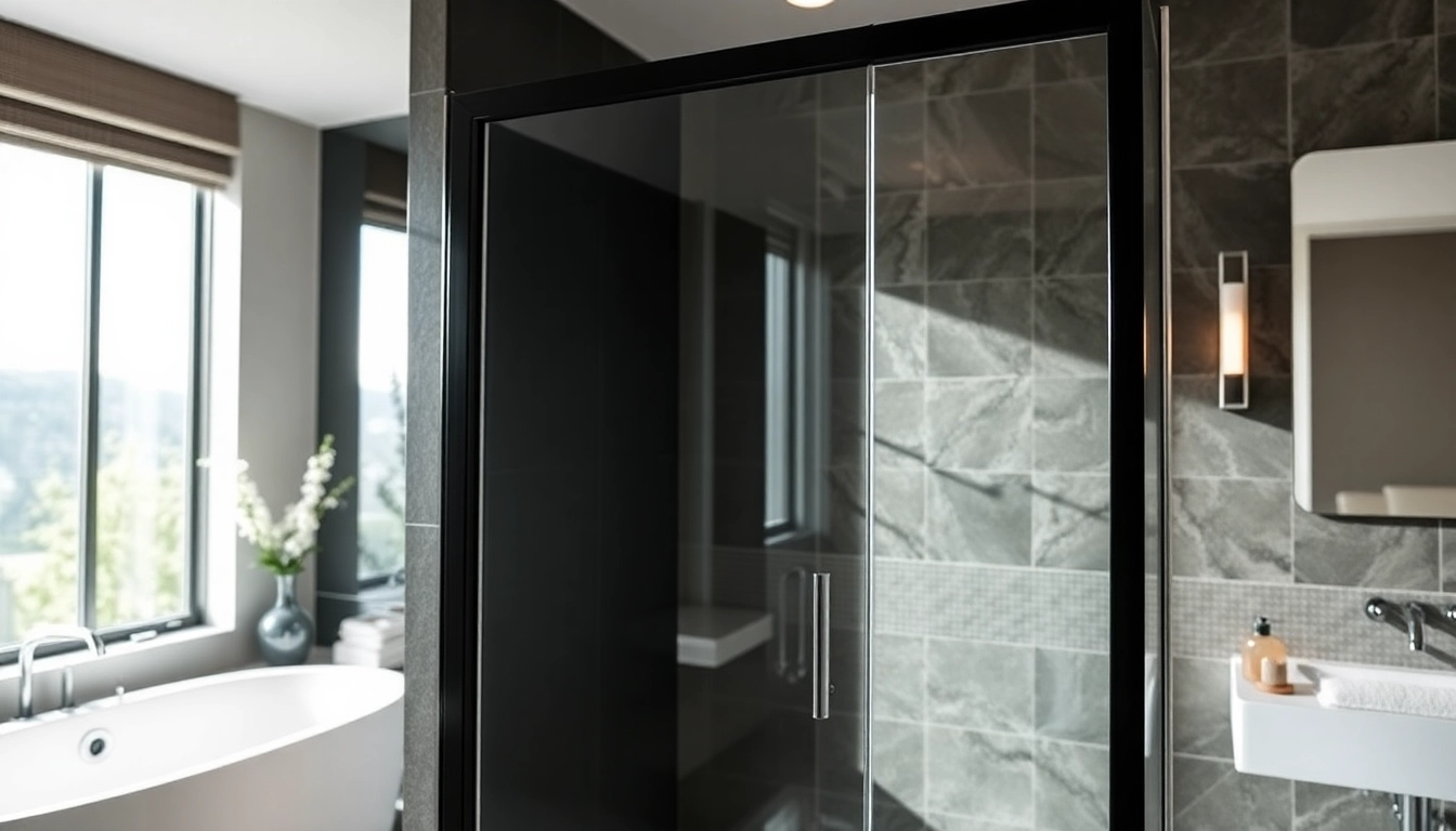 Elevate your space with a stylish black shower door, enhancing bathroom elegance and luxury.