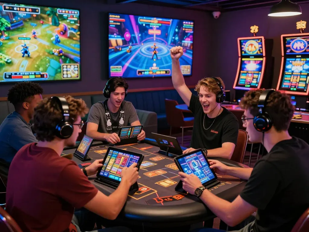 Players enjoying the excitement of taib52club's online gaming experience with vibrant visuals and thrilling atmosphere.