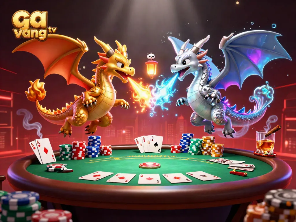 Engage with ga vang tv's thrilling poker action featuring cinematic dragons battling.