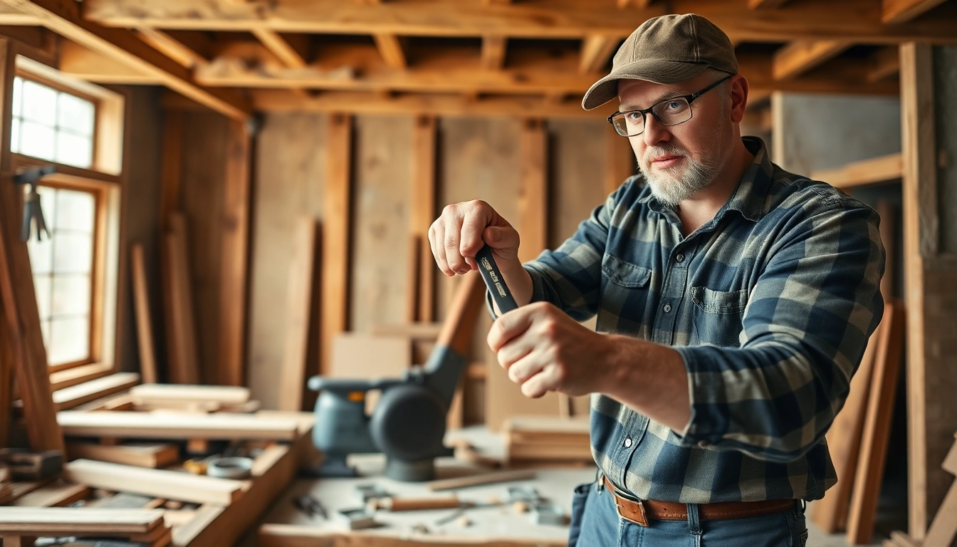 Craftsman using a fubar wrecking bar for home renovation, showcasing expert craftsmanship.