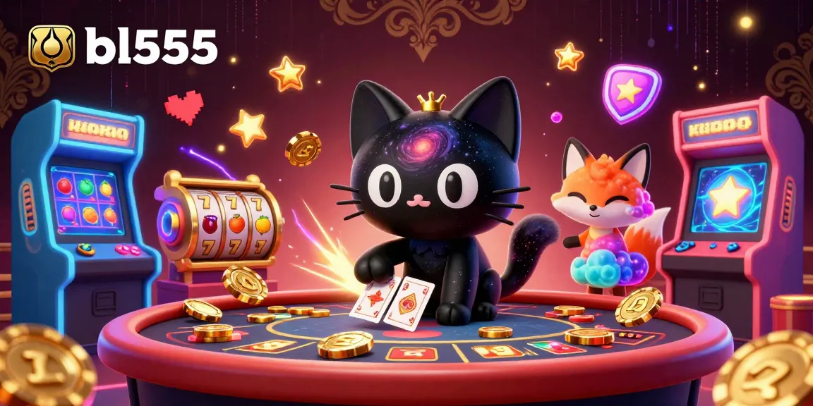 Experience thrilling games at bl555's cosmic casino featuring a captivating black hole cat.