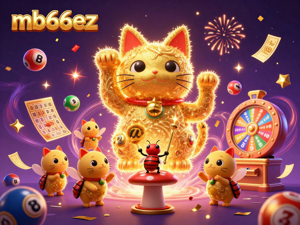 Experience excitement with mb66ez in this vibrant 3D illustration of lucky symbols and celebratory elements.