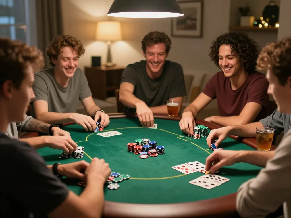Players enjoying a thrilling poker game at home, showcasing interactive strategies at TR88