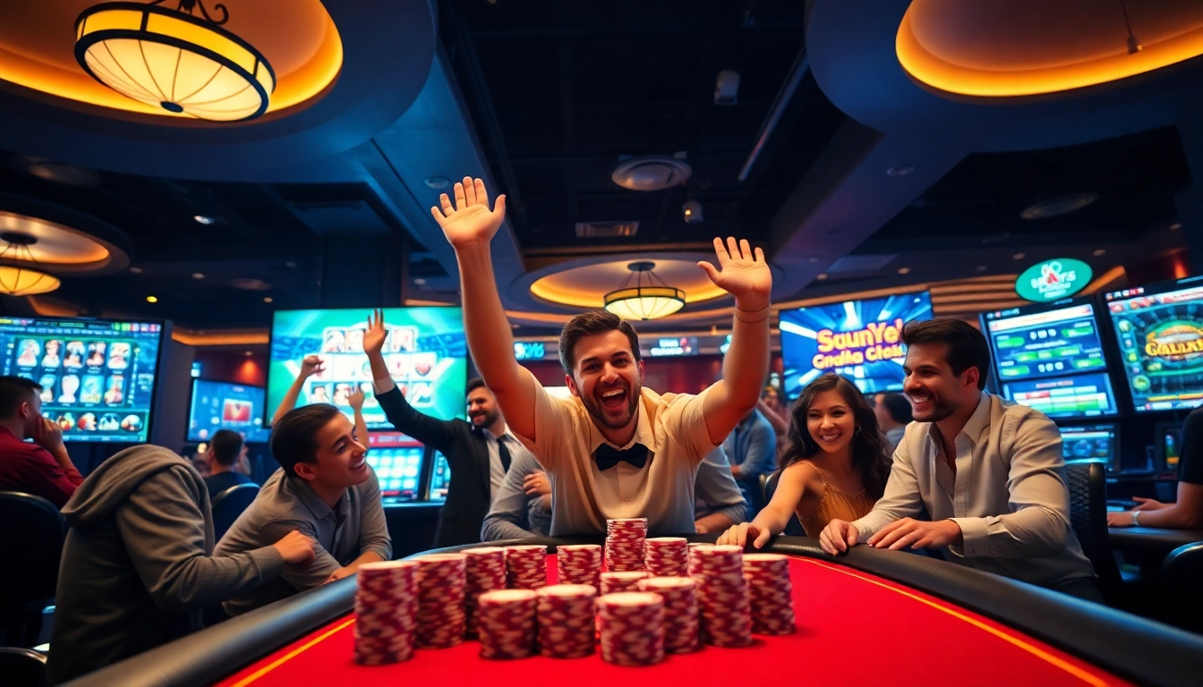 Experience the excitement of online gambling at stimmgewitter.org with vibrant casino scenes and diverse gameplay.