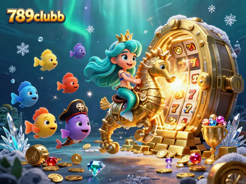 Experience winning thrills at 789clubb with a vibrant 3D illustration of underwater casino adventures.