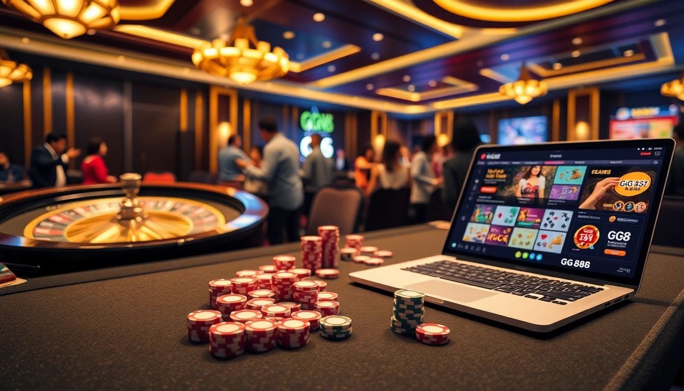 Gamblers enjoying an exciting game at GG 88 casino table with vibrant atmosphere.