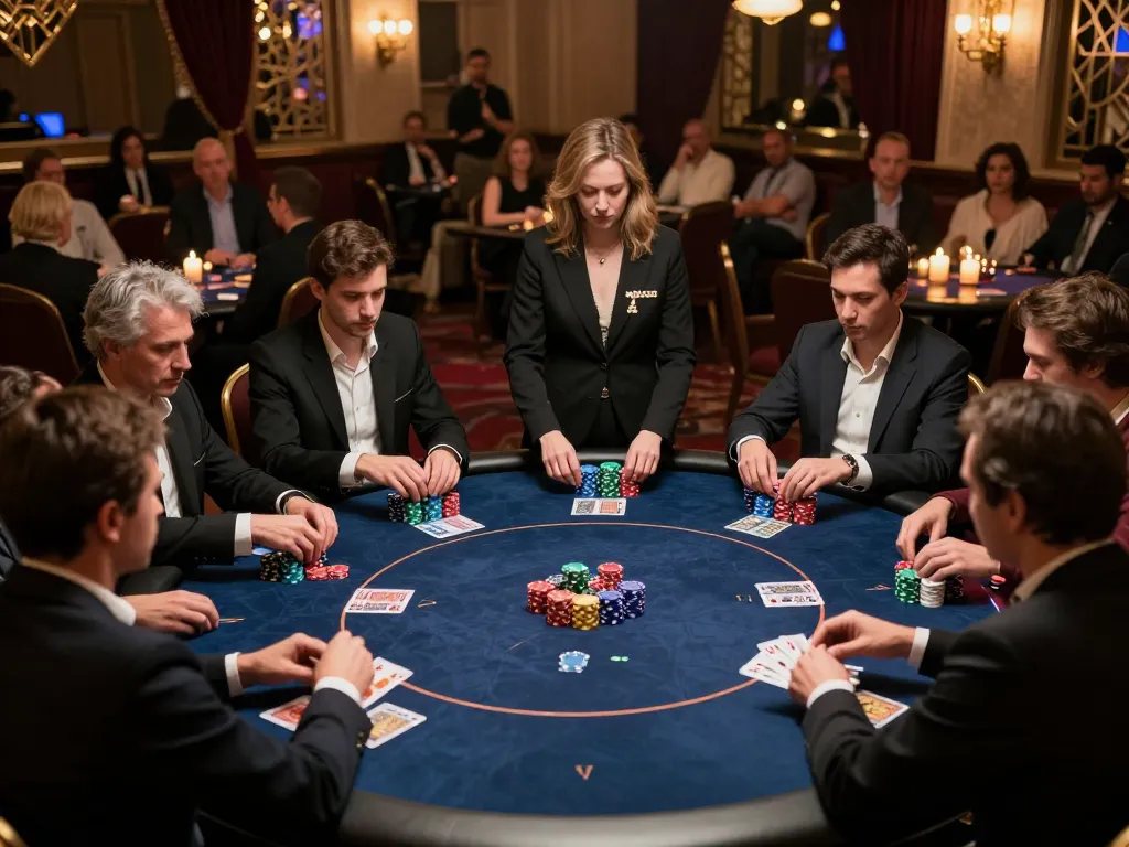 open88 nhà cái players are engaged in an intense poker game, showcasing strategic decisions and vibrant chips