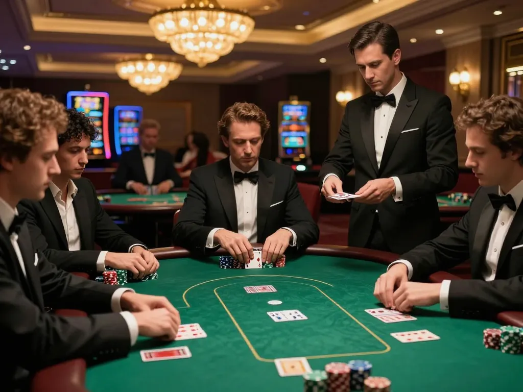 Players strategizing their bets at GG 88 during a high-stakes poker game in an upscale casino.
