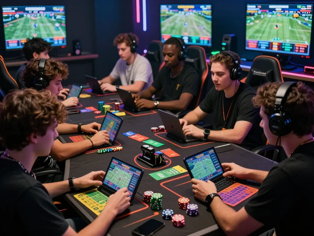 Engaged users at https://gem88.com.mx/ actively betting on sports, showcasing excitement in a vibrant online gambling environment.