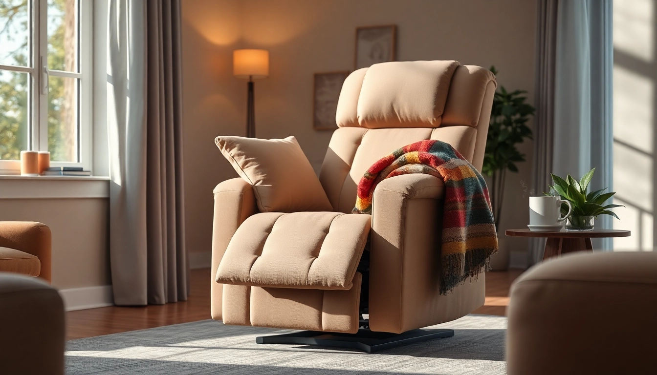 Experience comfort with a stylish lift recliner with heat and massage set in a cozy living room.