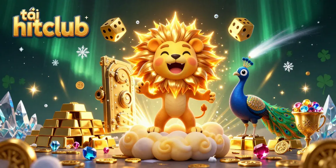 Engage in exciting gameplay with tải hitclub, featuring a vibrant 3D illustration of casino-themed adventures.