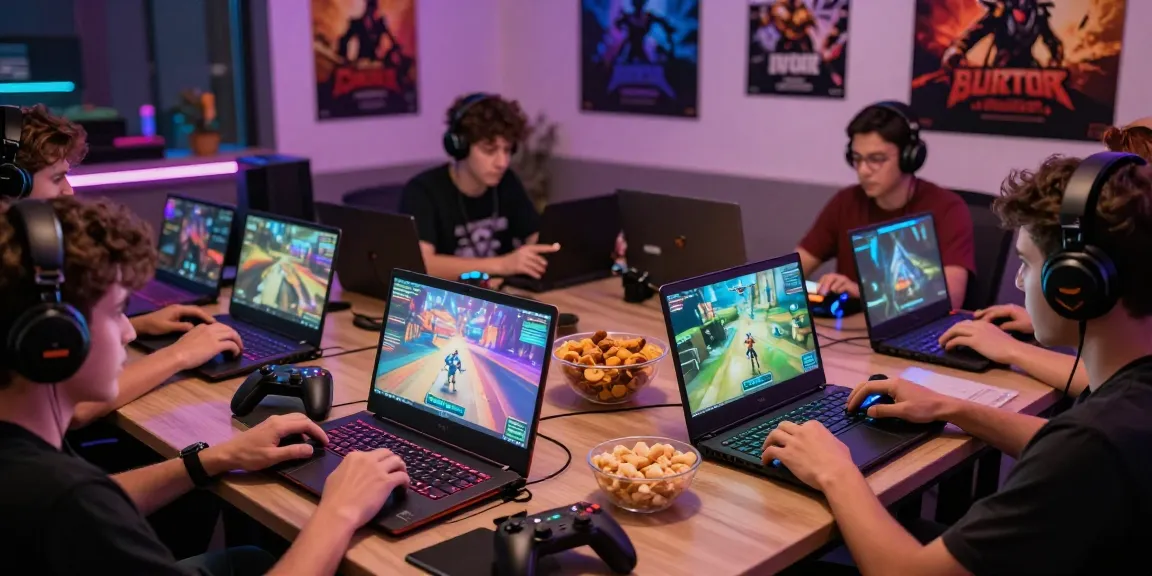Engaging players exploring porn game online on laptops and mobiles in vibrant gaming atmosphere.