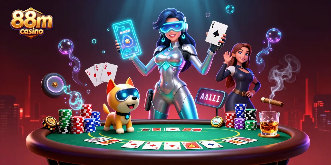 Bet big with 88m casino in a vibrant 3D illustration showcasing thrilling poker action.