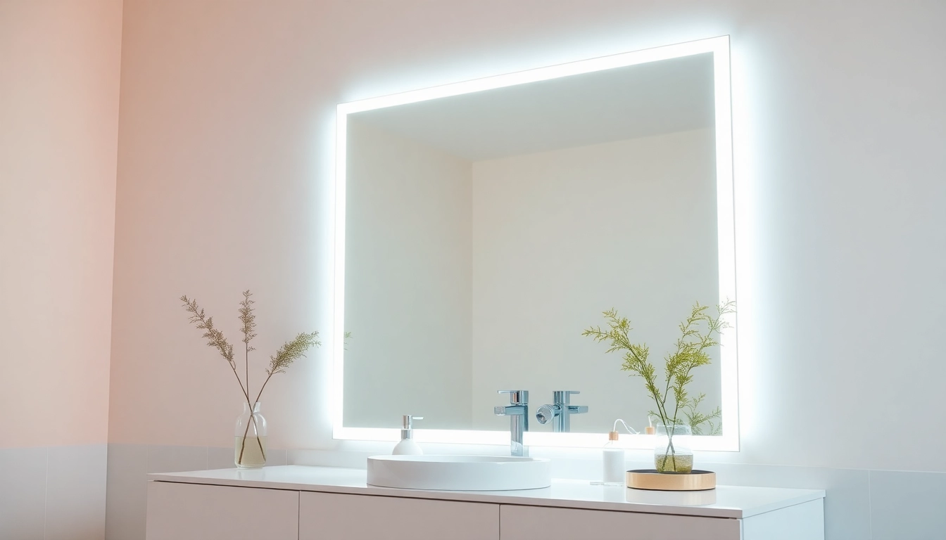 Illuminate your space with this elegant mirror light mirror, enhancing bathroom ambiance.