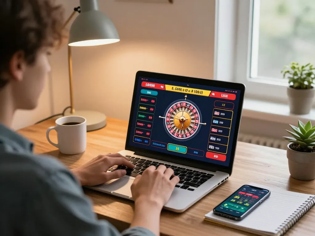 Engaging in online roulette gameplay at cm88, showing vibrant gaming action and strategic focus while playing from home.