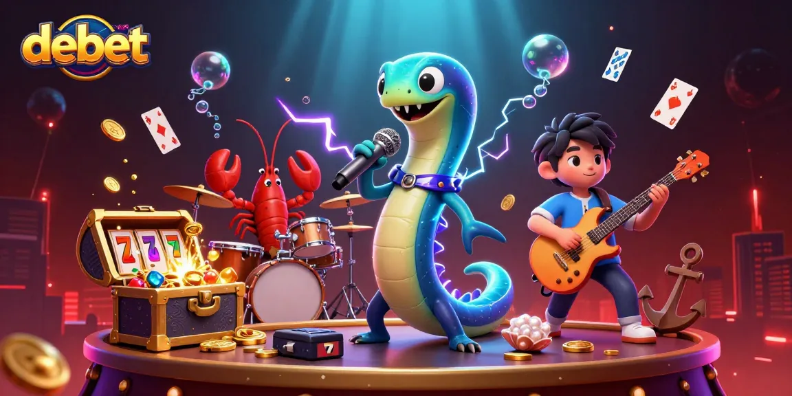 Engage with debet's dynamic underwater casino scene filled with vibrant characters and game elements.