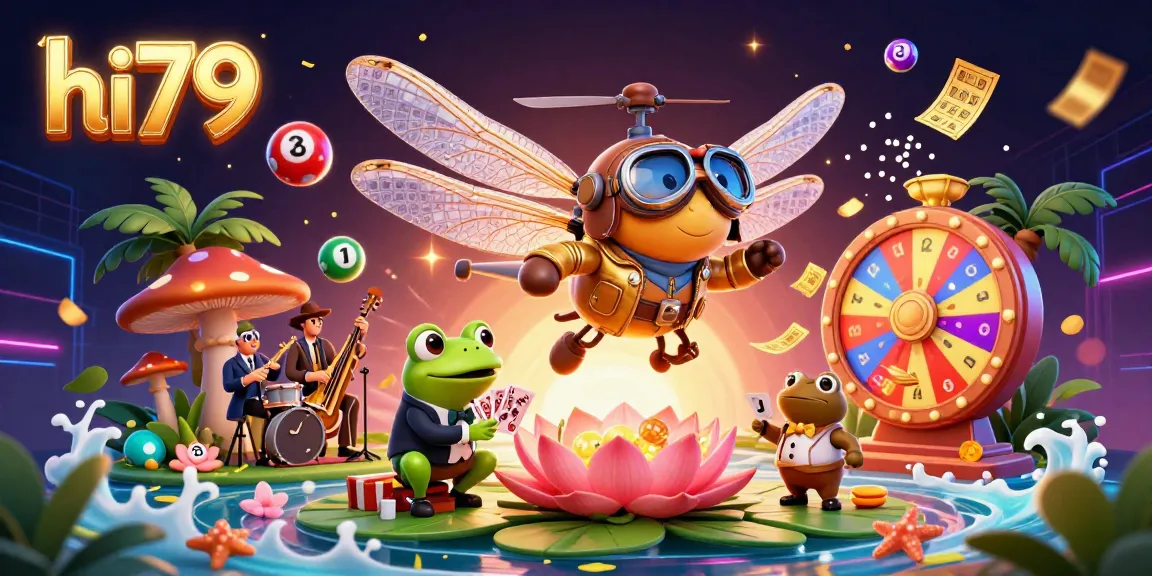 Engage in vibrant hi79 gaming action featuring a dynamic casino scene with colorful lottery elements.