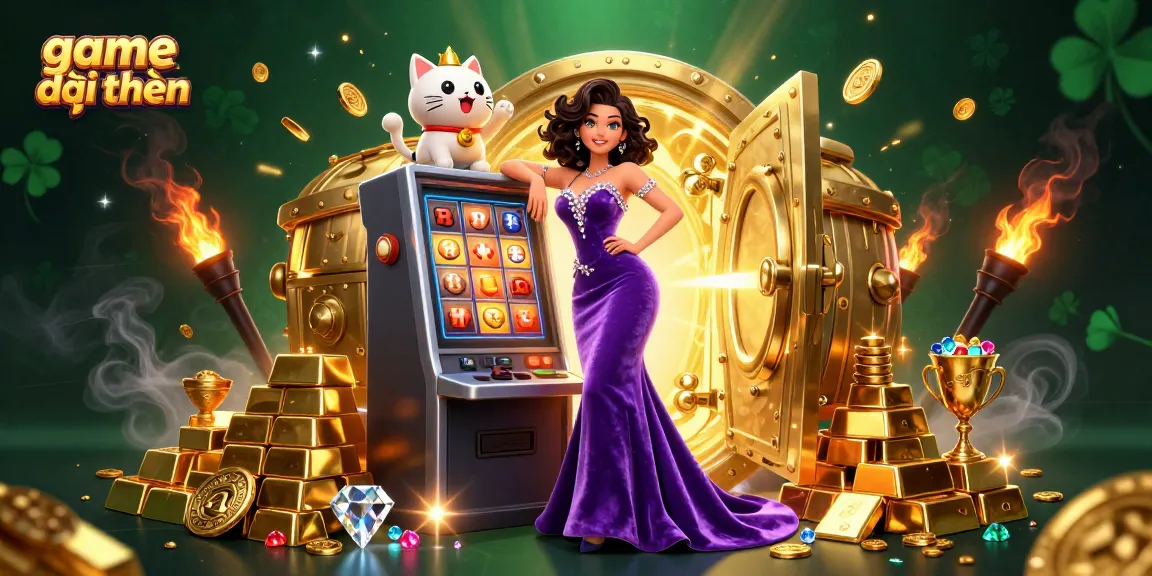 Experience thrilling game đổi thưởng action with a glamorous character, winning coins and riches in a vibrant casino scene.