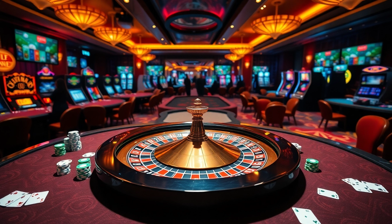 Experience thrilling gameplay at https://mm66i.com/ featuring an exquisite casino scene with roulette and poker.