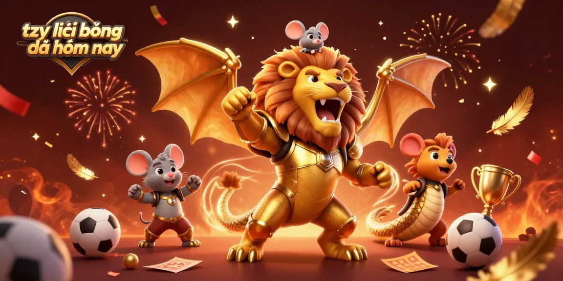 Celebrate sports betting excitement with tỷ lệ bóng đá hôm nay featuring dynamic 3D artwork of a chimera.
