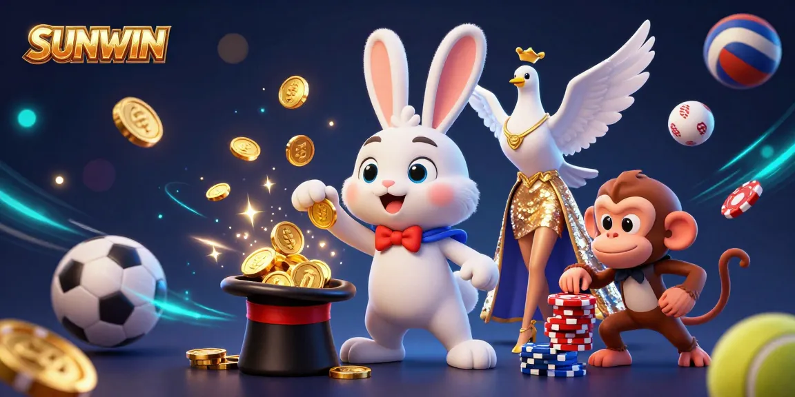 Experience thrilling wins at SUNWIN with vibrant casino characters and dynamic sports elements.
