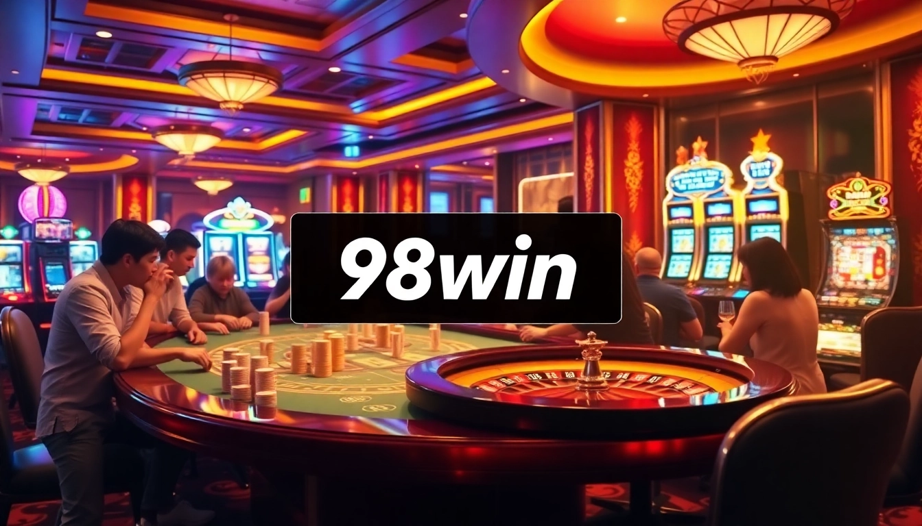 Players engaging at a luxurious casino table, reflecting the vibrant atmosphere of 98win gaming.