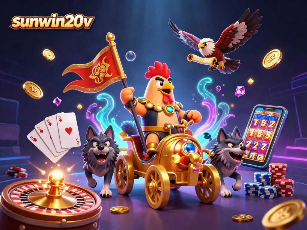 Experience the excitement of sunwin20v with a dynamic 3D casino scene featuring rich details and vibrant colors.