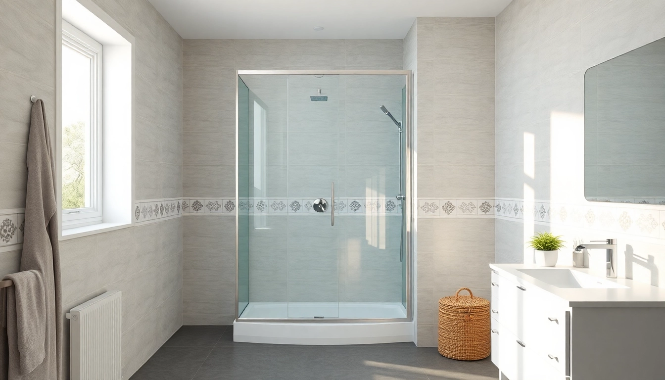 Dusche 100x100 in modernem Badezimmer mit eleganten Design-Elementen und natürlichem Licht.