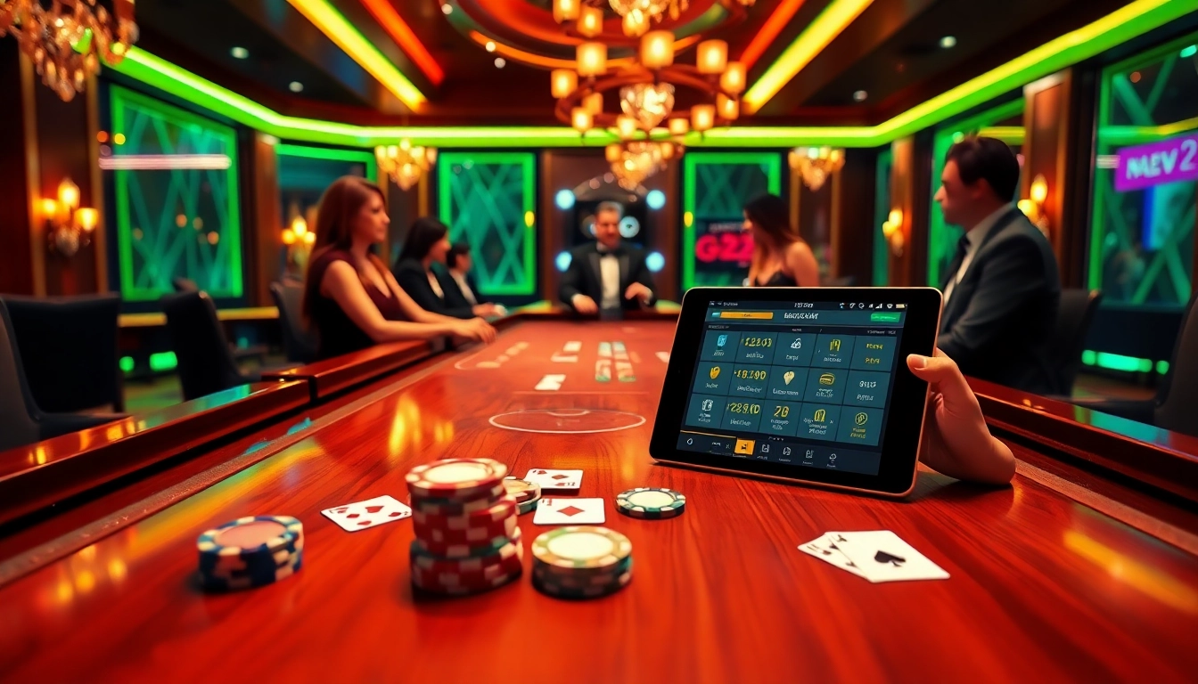 Experience the excitement at https://g28.store/ with a vibrant online casino scene showcasing blackjack tables.