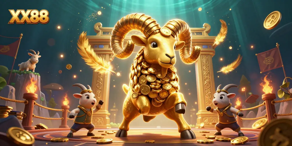 Experience thrilling gameplay at XX88 with a dynamic casino scene featuring a charging golden ram.