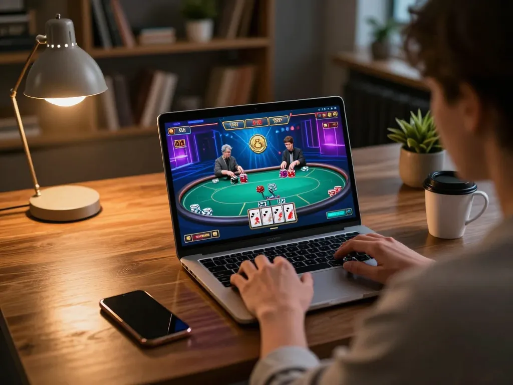 Engaged player strategizing on 789BET poker game interface during an online session