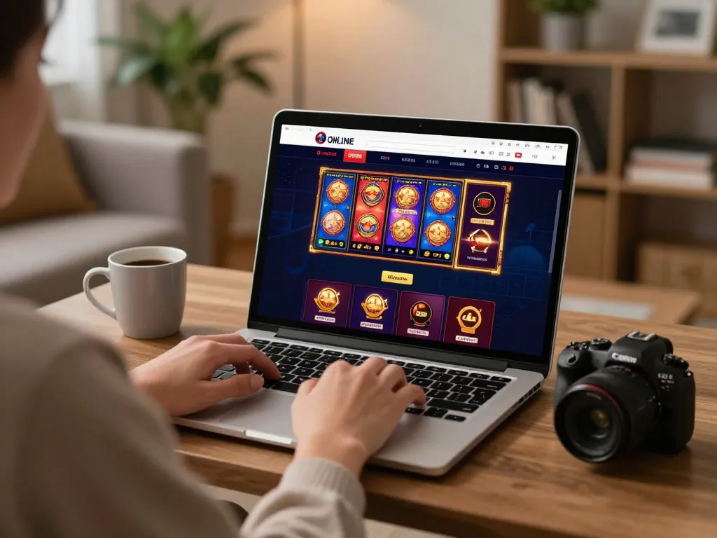 Play online gaming with cm88-yu on a laptop in a cozy living room setting, showcasing engaging slot games and user-friendly interface.