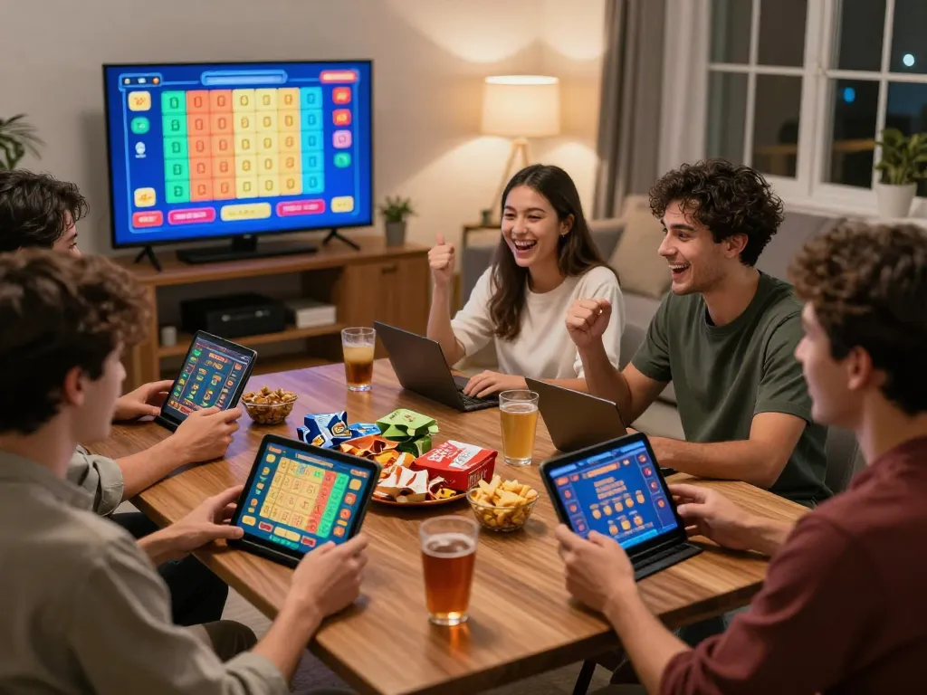 Friends enjoying a lively gambling night while placing bets on trusted danh de online platforms.