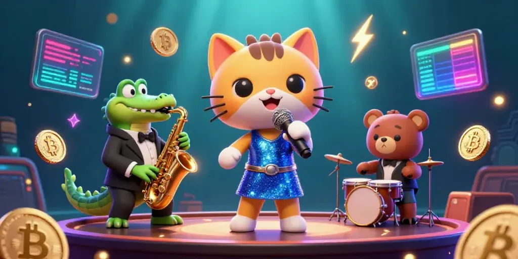 Experience the thrill at hm88 with a jazz-singer cat and fun casino characters in a vibrant setting.