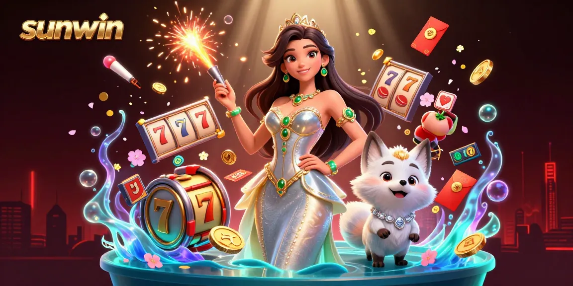Experience thrilling gameplay at sunwin with cinematic casino illustration featuring exciting game elements.