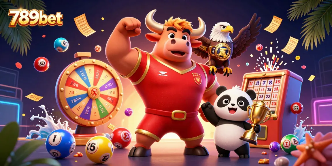 Experience thrilling casino action with 789bet's victorious mascot trio celebrating wins amidst dynamic gaming elements.